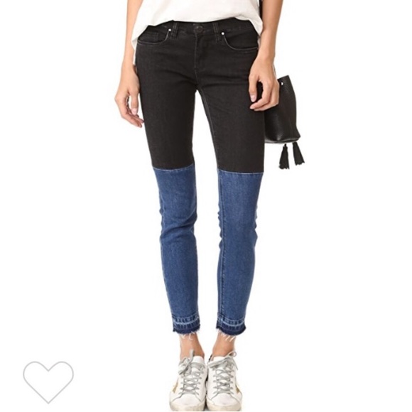 Blank NYC Denim - BLANK NYC Two Toned Raw Hem Skinny Jeans Low Rise 26 Black Blue